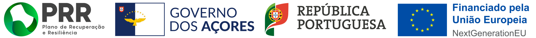 PRR - Plano de Recuperação e Resiliência, Governo dos Açores, República Portuguesa e Financiado pela União Europeia - NextGenerationEU